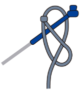竿の穂先にライン（仕掛け）をくくる