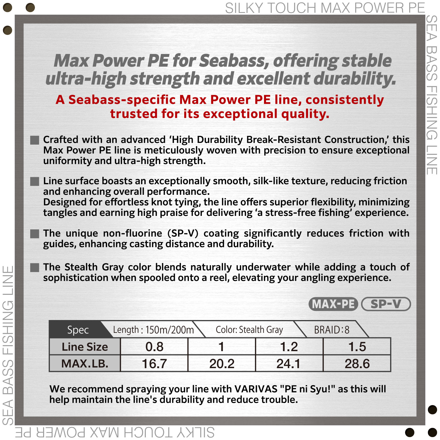 Avani Seabass Max Power PE X8 “STEALTH GRAY”