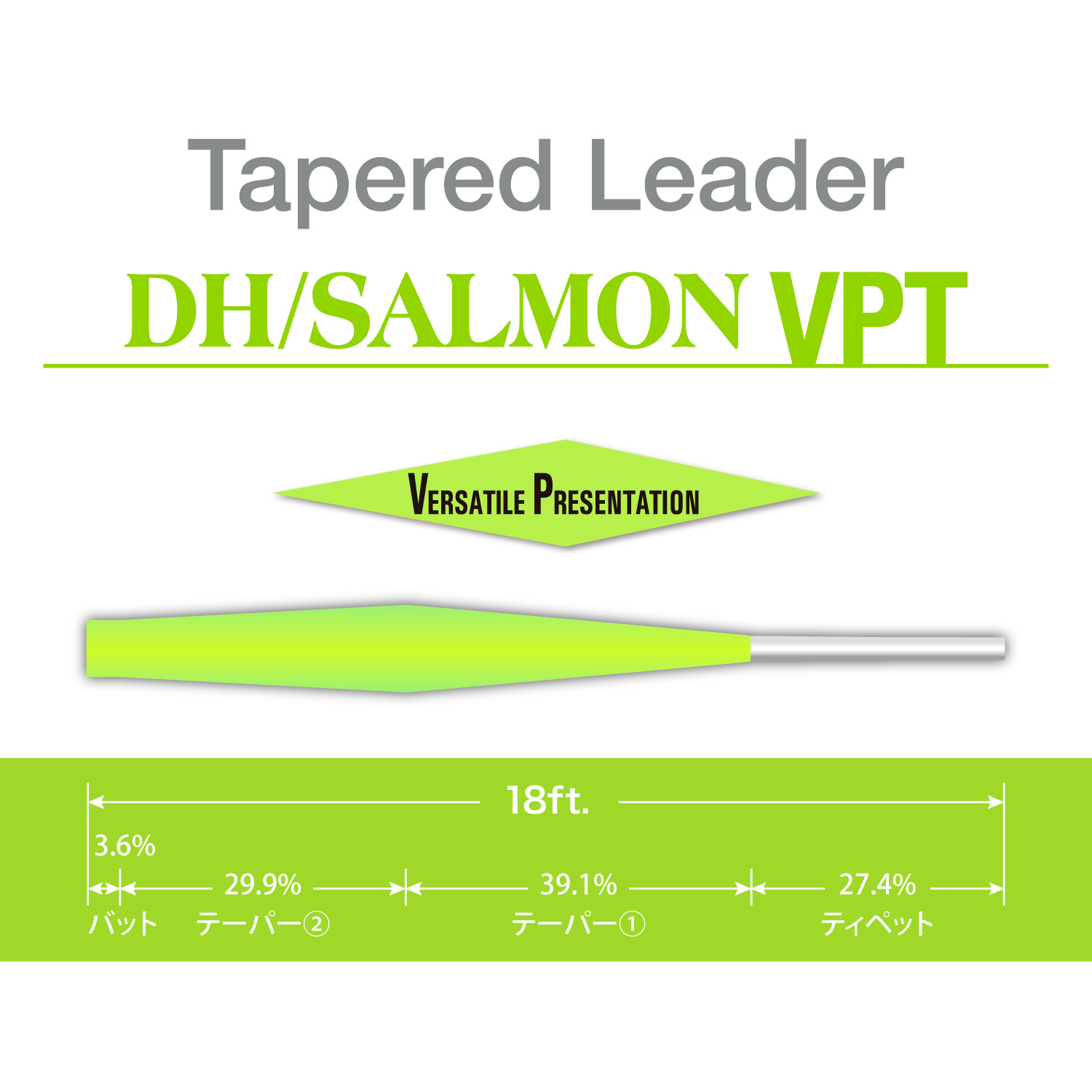 テーパードリーダー DH／サーモン VPT［ナイロン］