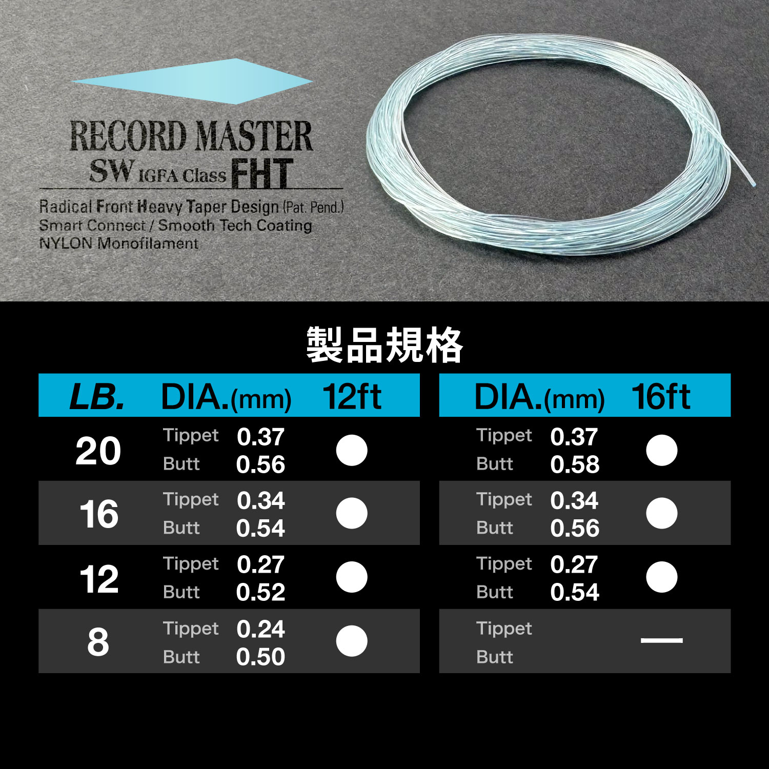 テーパードリーダー レコードマスター SW FHT IGFA［ナイロン］