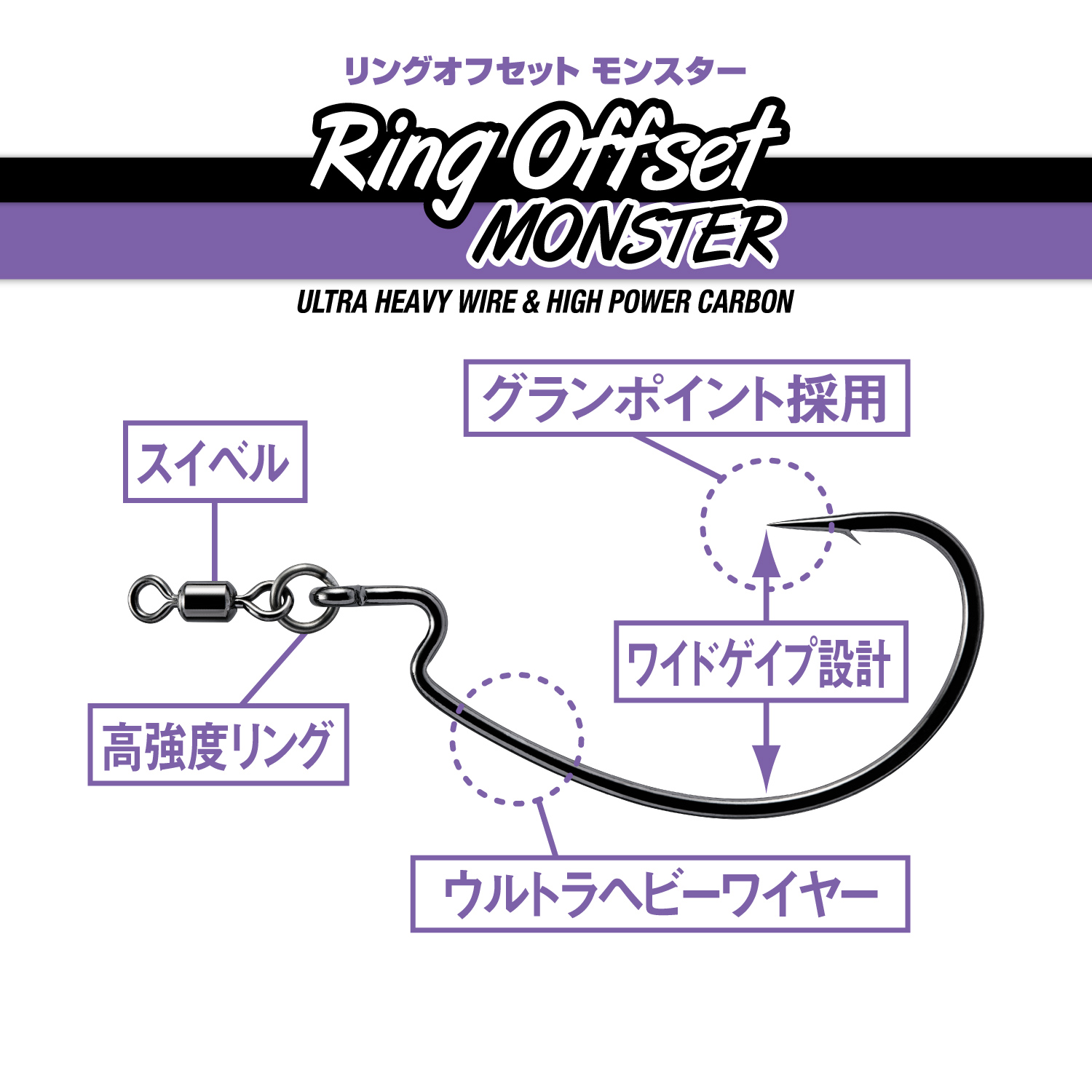 Ring Offset Monster hook (Ultra Heavy Wire)