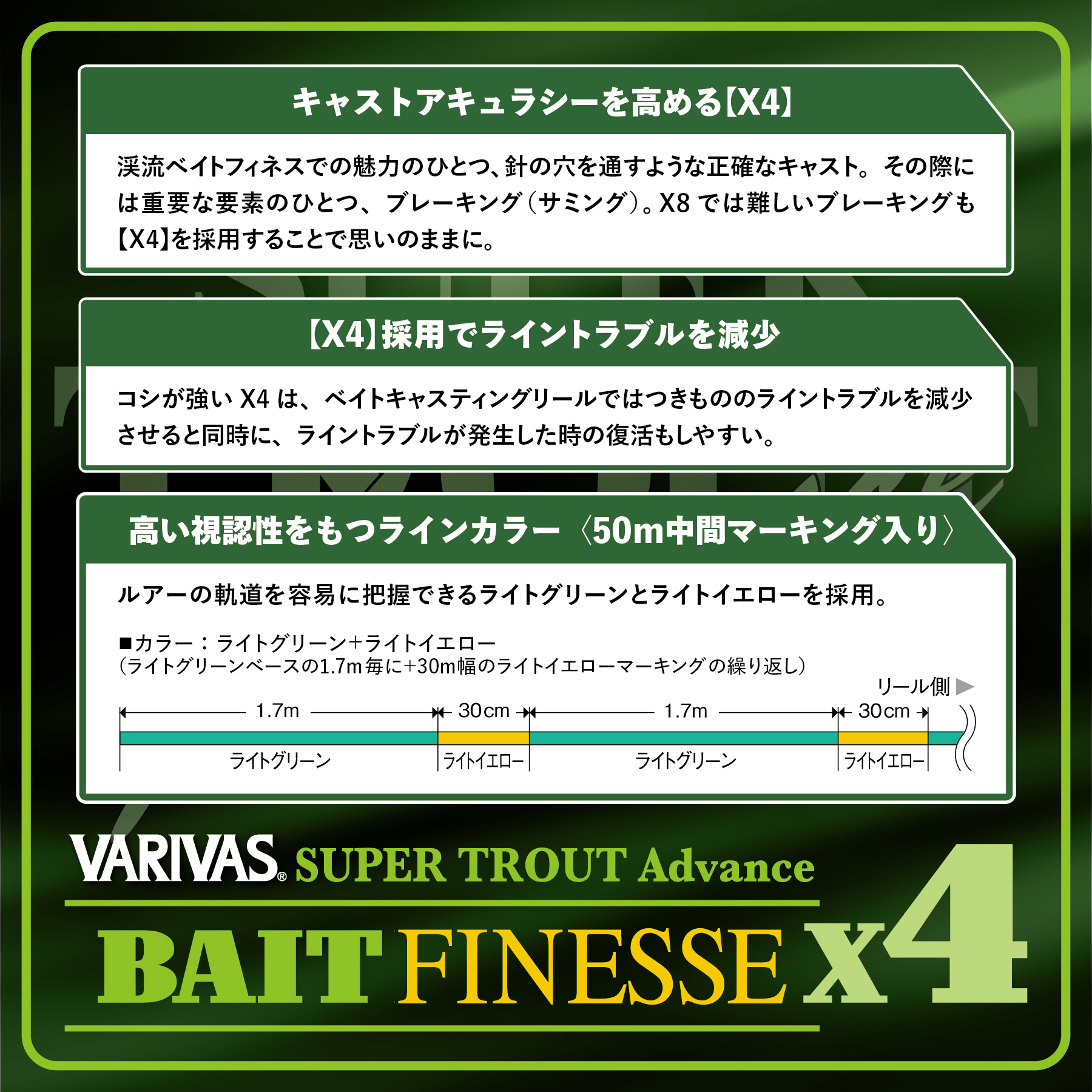 スーパートラウト アドバンス ベイトフィネス PE X4