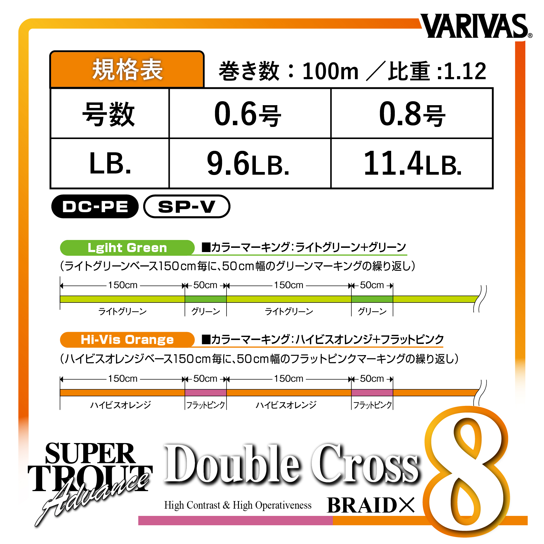 スーパートラウト アドバンスダブルクロスPE X8 ハイビスオレンジ