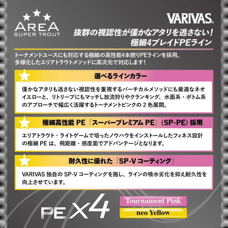 Super Trout Area PE X4 neo Yellow・Tournament Pink