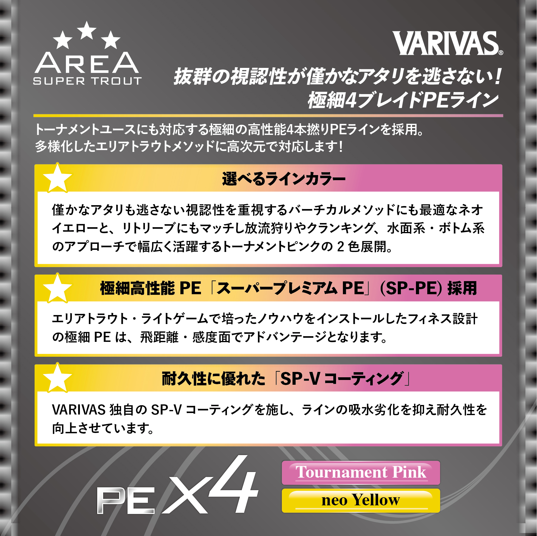 スーパートラウトエリアPE X4 ネオイエロー/トーナメントピンク