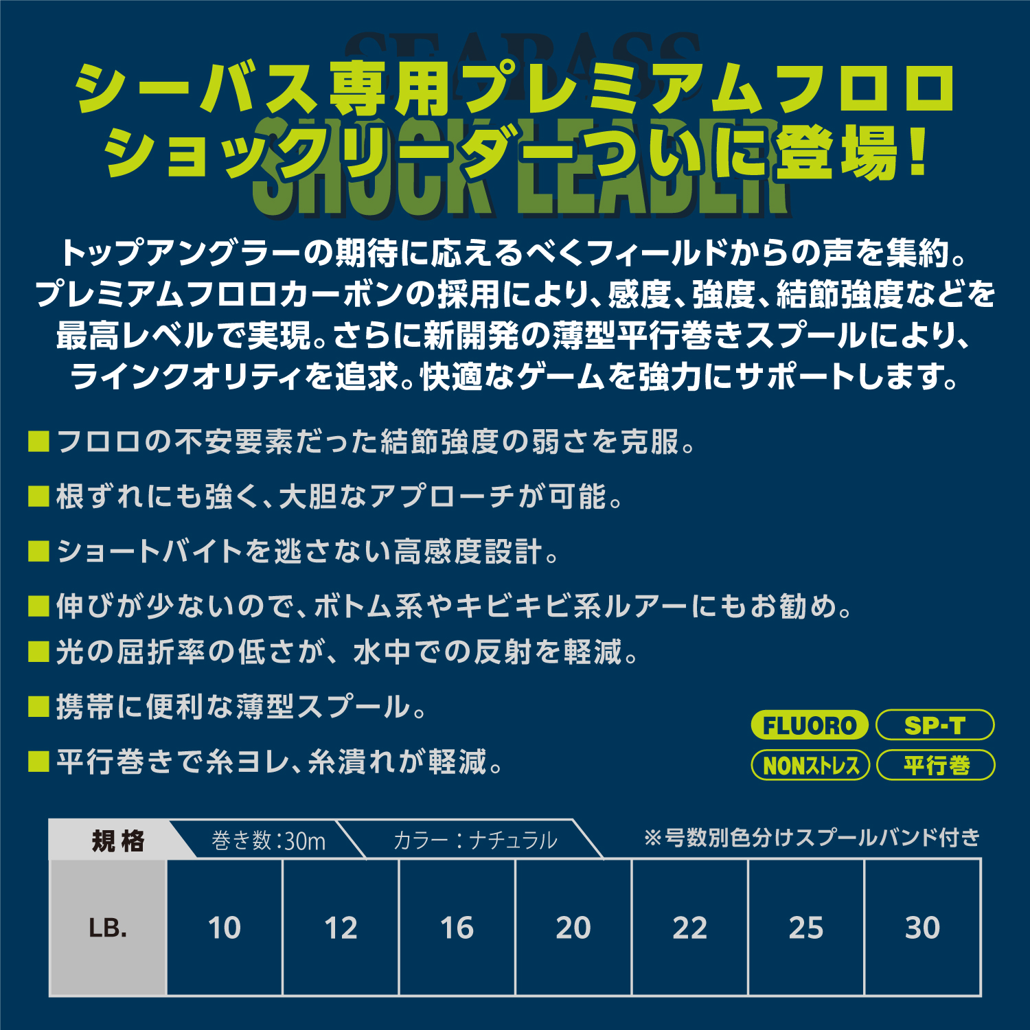 シーバス ショックリーダー［フロロカーボン］