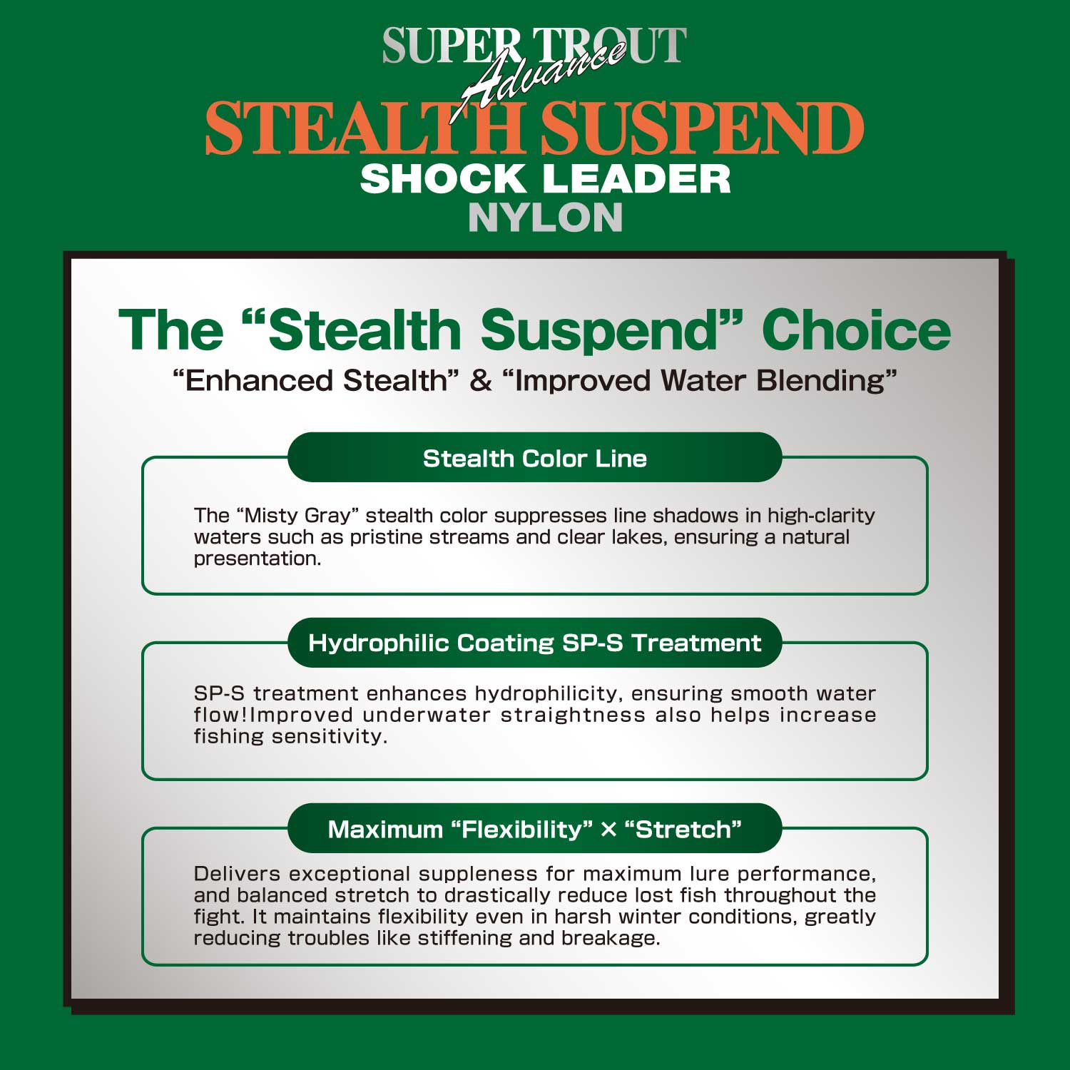 Super Trout Advance Stealth Suspend Shock Leader [Nylon]