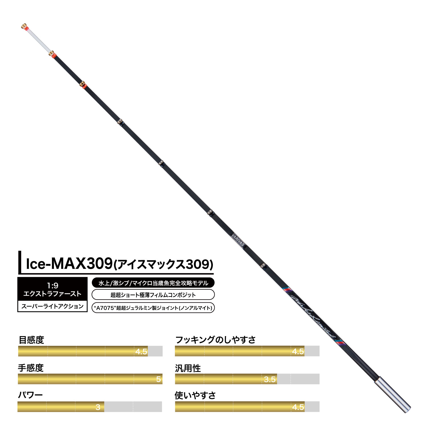 ワカサギ穂先<br>Ice-MAX309(アイスマックス309)